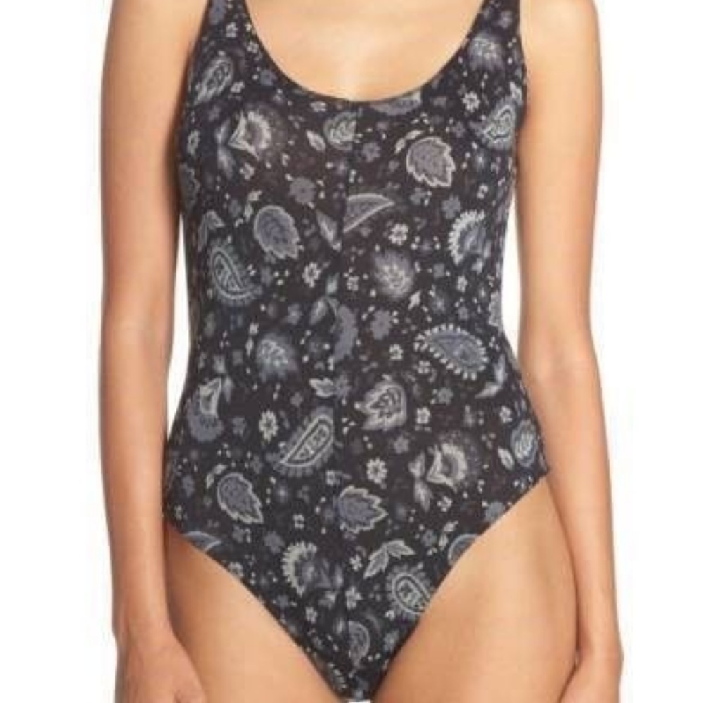 Free People Intimates Scooped Up Print Bodysuit - Picture 1 of 8